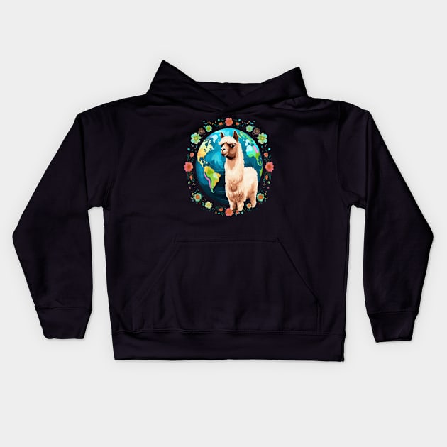 Alpaca Earth Day Kids Hoodie by JH Mart